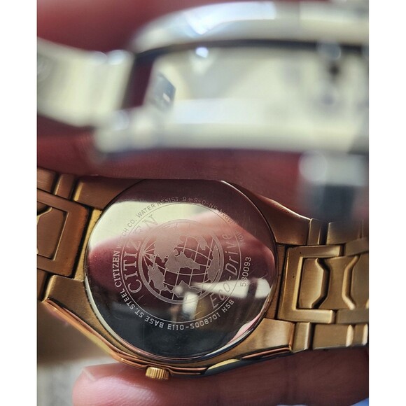 Citizen Eco-Drive Mens Watch Gold Tone E110-S008701 HSB - Picture 9 of 9